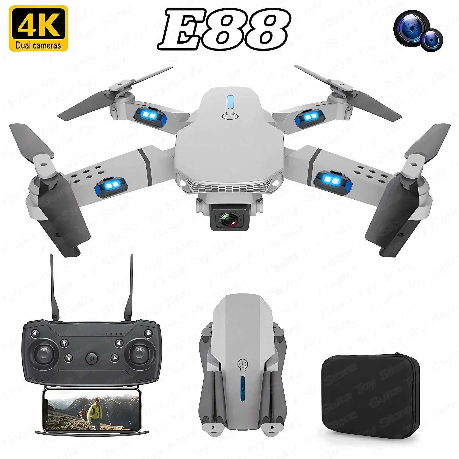 Drone Camera 4K - E88 Pro WIFI FPV Drone Wide