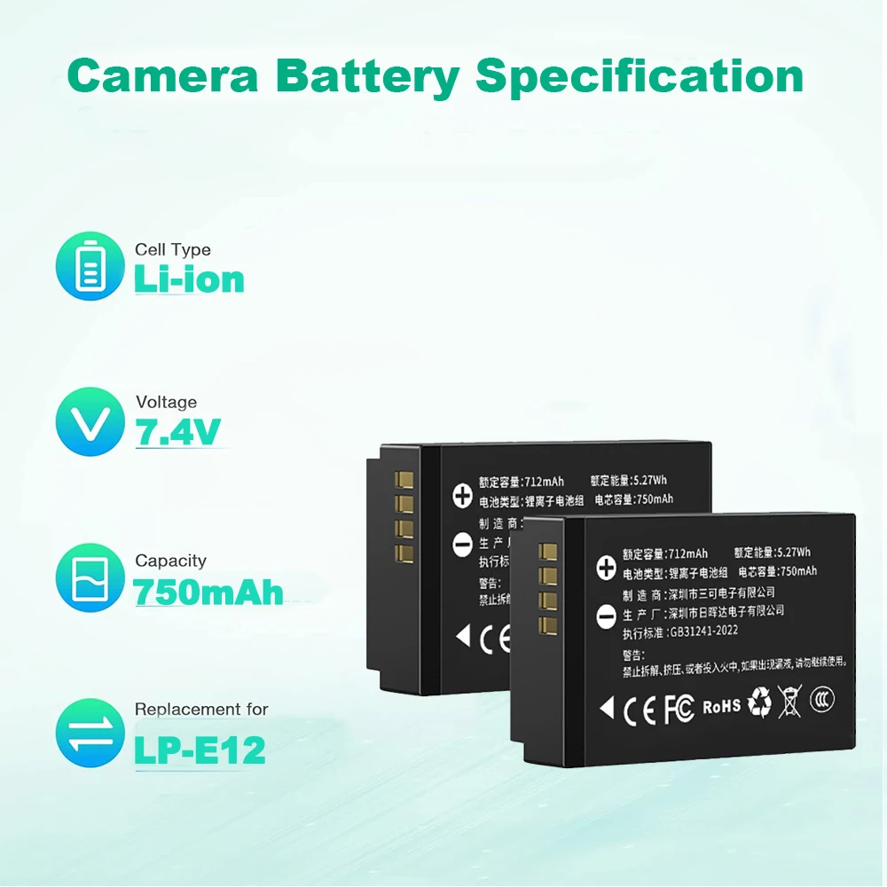 New LP-E12 Camera Battery for  - Canon Camera Eos M50 Mark Ii review and price